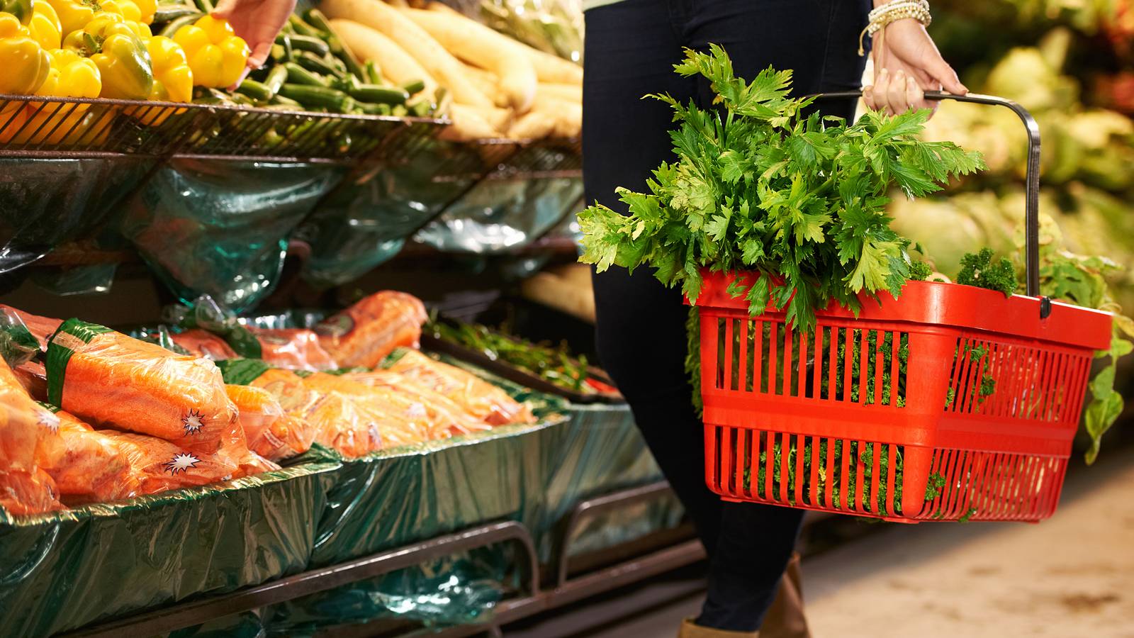 Shopper in grocery store