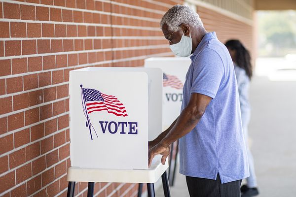Man casts his vote. Perhaps he is voting for the Biden Administration, which has big opportunities to build food equity and health equity.