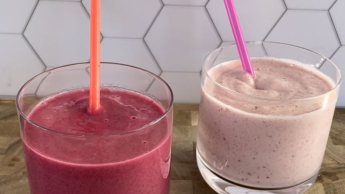 Image of Tropical Beet Smoothie and Strawberry Banana Cauliflower Smoothie