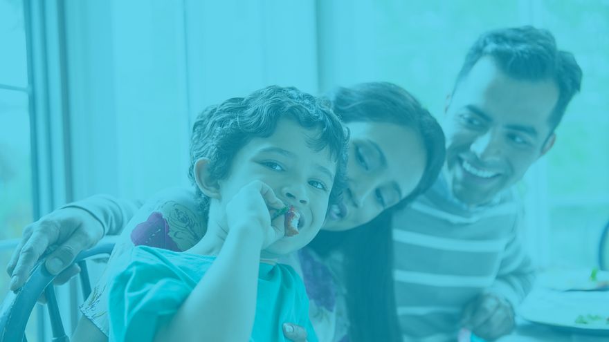 Happy family of three