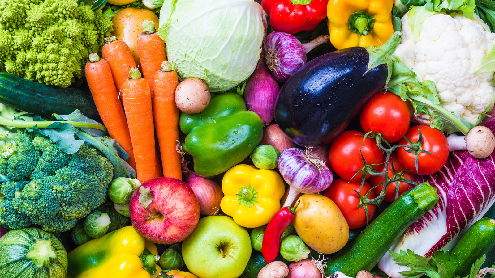 A collage of fruits and vegetables