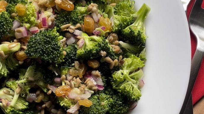 This recipe is a healthier take on traditional creamy broccoli salad — but still just as delicious.
