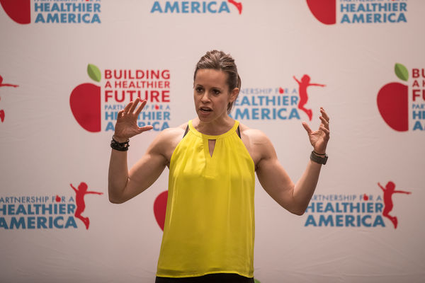 Jenna Wolfe, TV Fitness Correspondent & Expert, leads 2017 PHA Summit attendees in a fitness routine to demonstrate how to create  healthier, more productive work and living environments. 