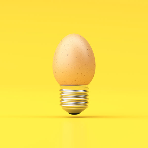 Image of an egg lightbulb to represent health innovation.