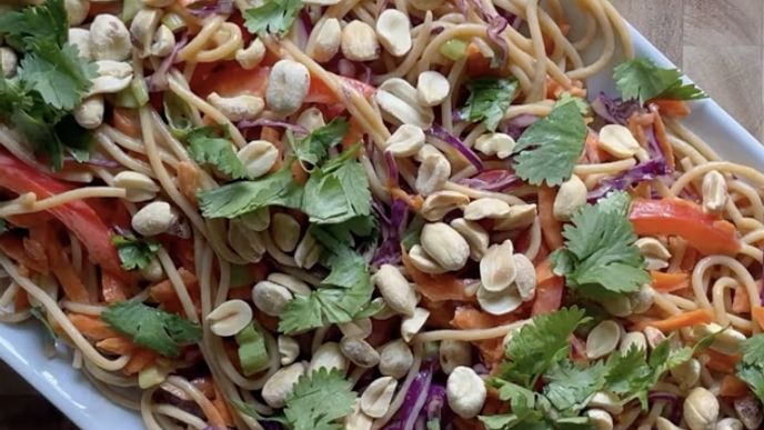 Rainbow noodle salad recipe