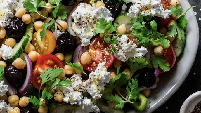Rainbow greek salad recipe