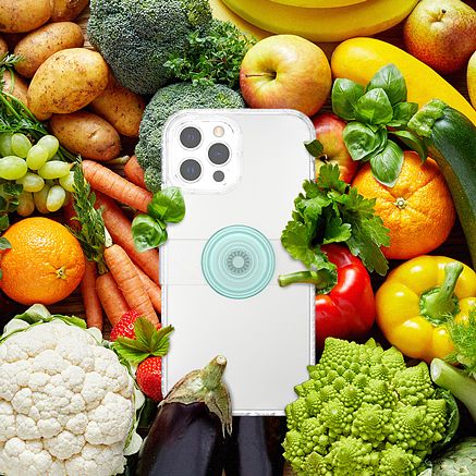 A phone with a PopSockets plant based pop-grip 