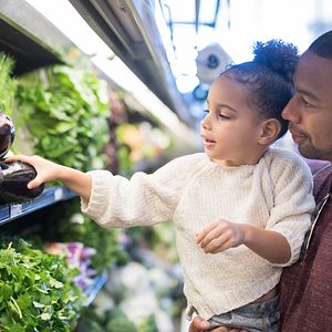 Dad and daughter shopping