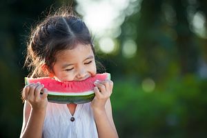 Girl eating watermelon 