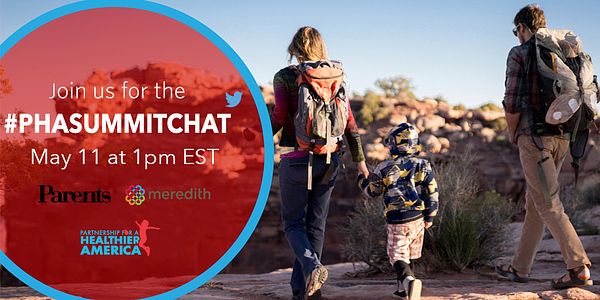 Promotional image for @PHAnews and @parents #PHASummitChat on the Move to Improve Challenge and best tips for physical activity.